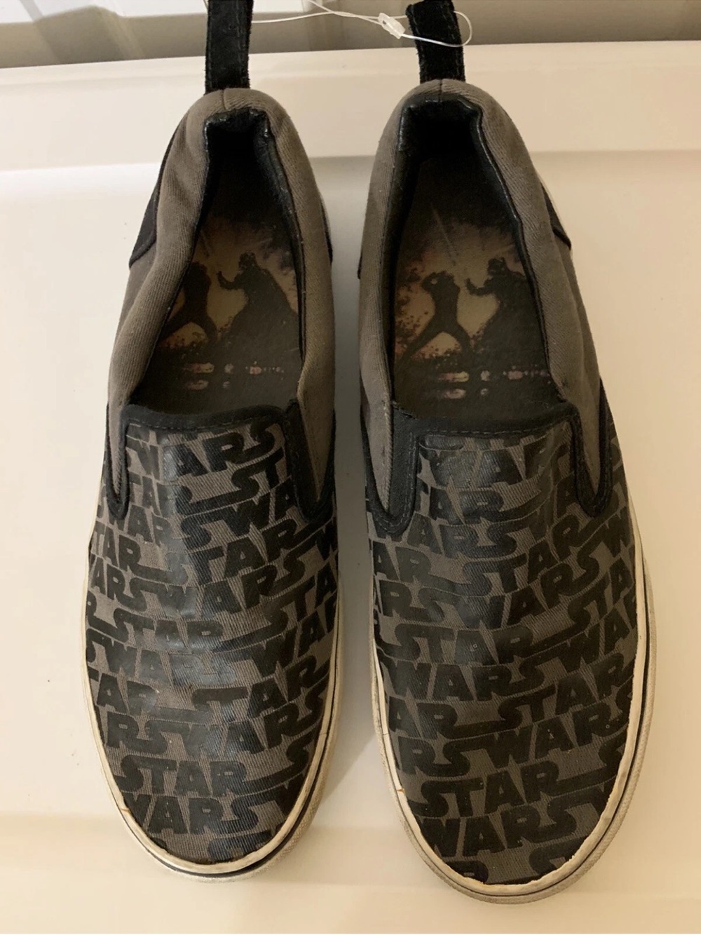 Skechers Mens Sz 10.5 Star Wars Slip-On Boat Loafer Black Gray